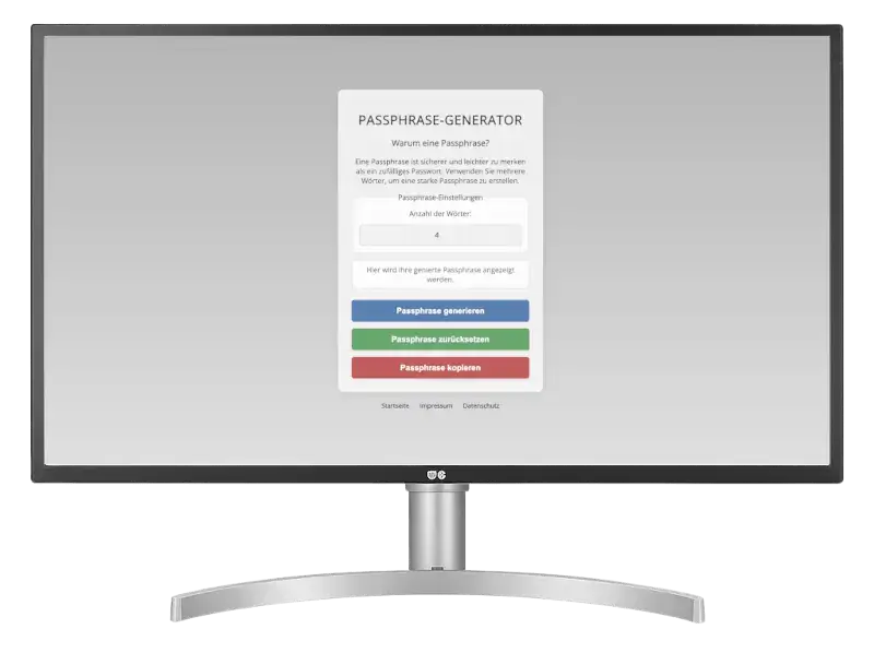 Symbolgrafik, Bildschirmfoto – Passphrase-Generator