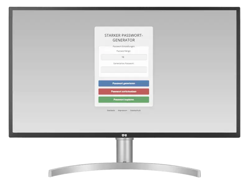 Symbolgrafik, Bildschirmfoto – Passwortgenerator